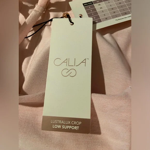 CALIA LUSTRALUX CROP LOW SUPPORT EXERCISE TOP SPORTS BRA LIGHT PINK SZ SMALL NWT - Picture 11 of 13